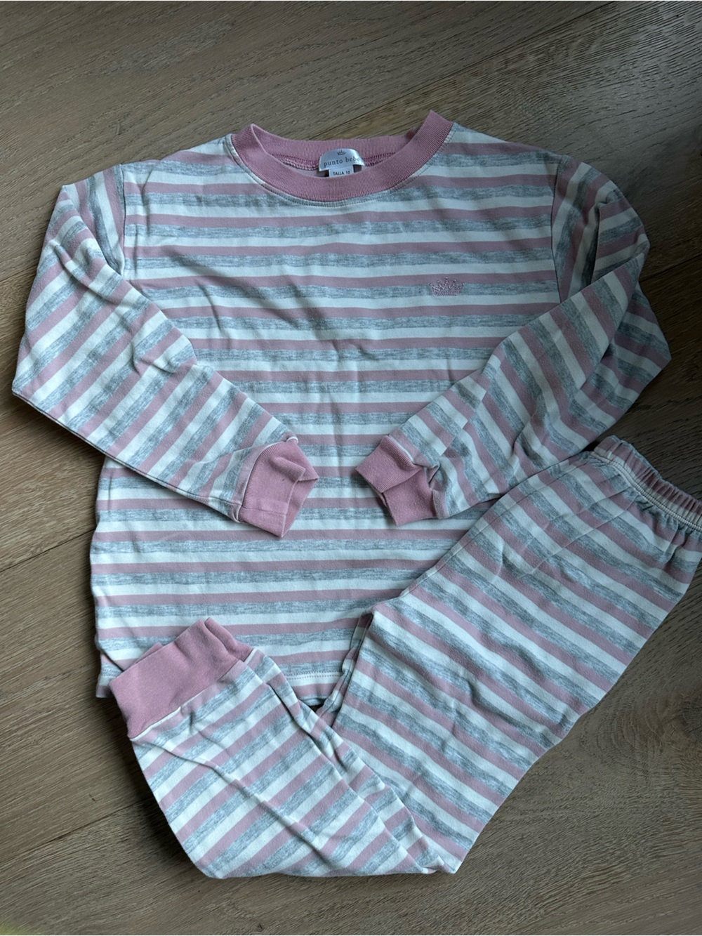 Punto Bebe 100% Cotton Pajama Set Pink Stripped Print 10